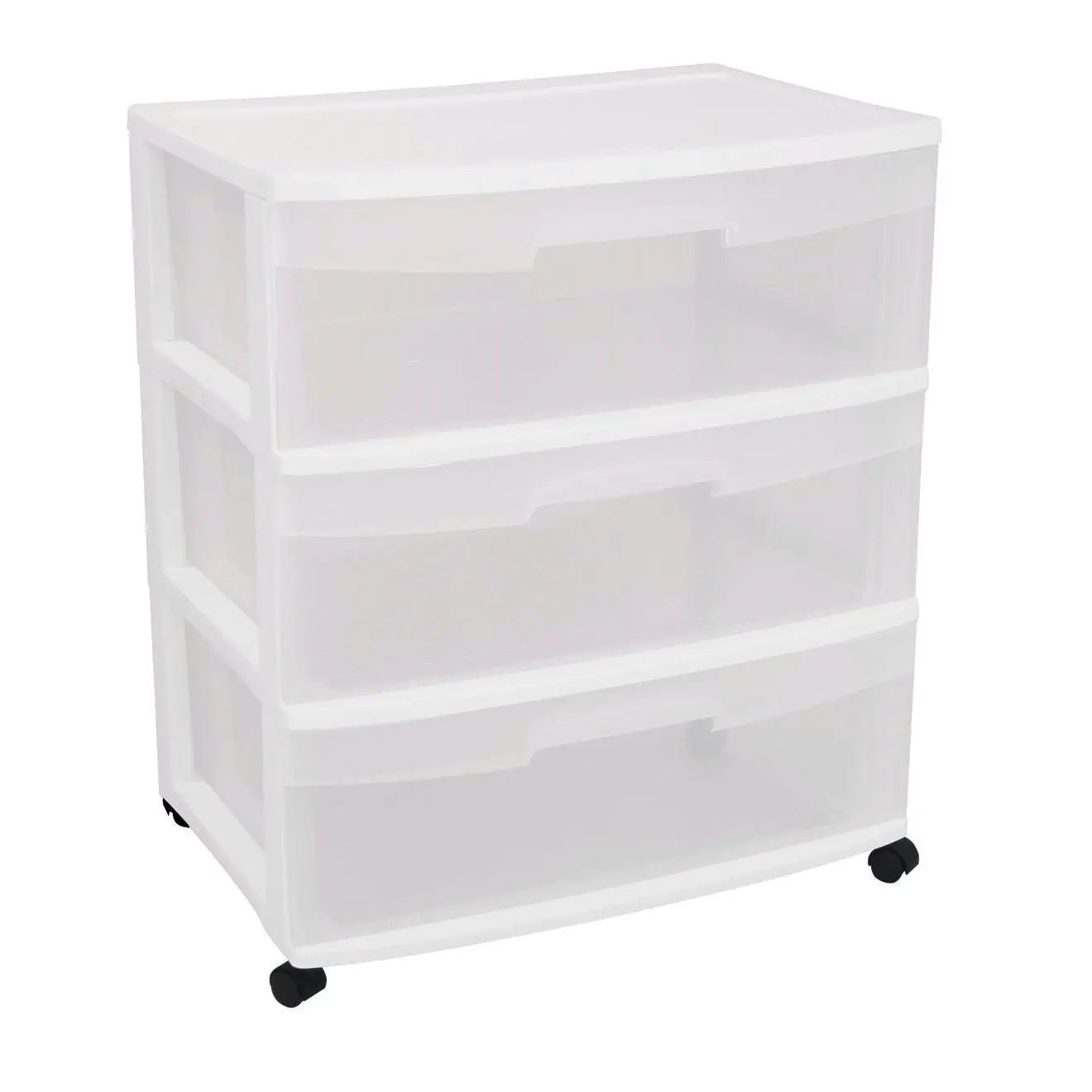 Mobile 3-Drawer Storage Cart Wardrobe Home Storage Cabinet in Clear White - Tampa Home & Garden Store
