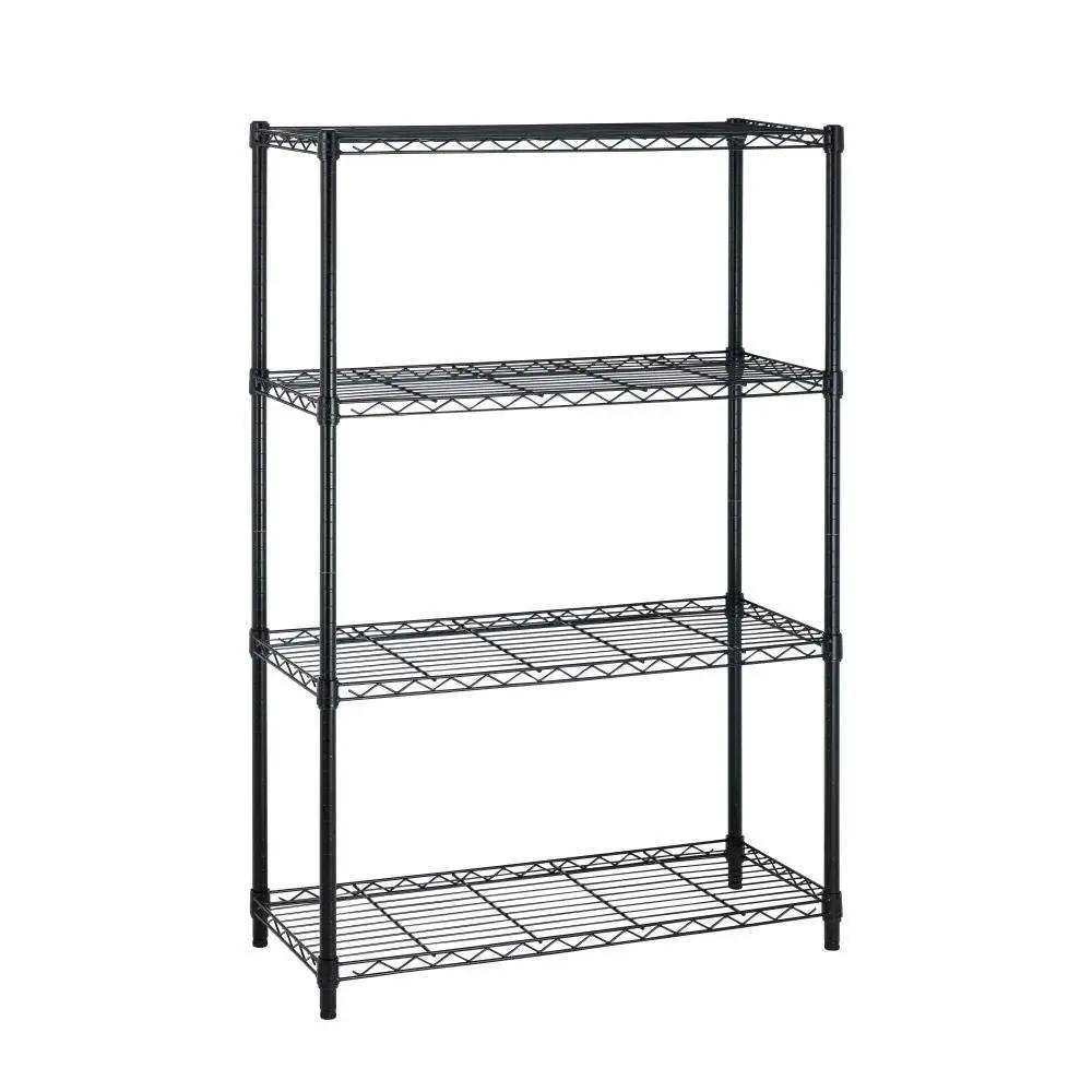 Heavy Duty 4-Shelf Metal Shelving Unit in Black Steel Finish - Tampa Home & Garden Store