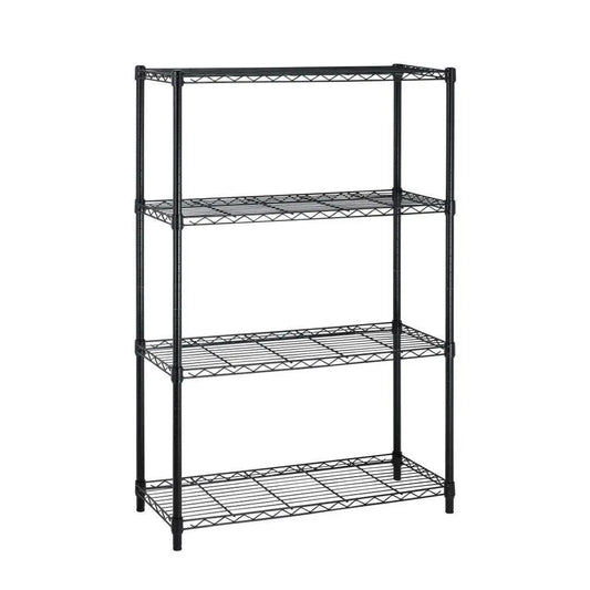 Heavy Duty 4-Shelf Metal Shelving Unit in Black wire rack on Tampa Home & Garden Store