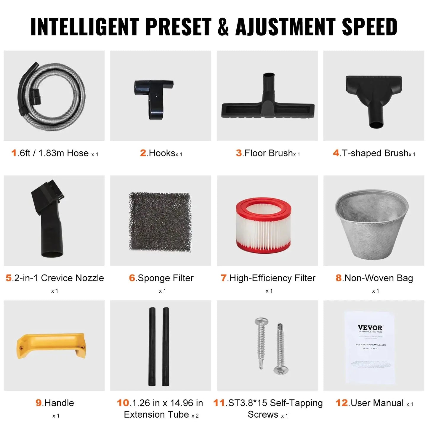 Canister vacuum accessory kit for Moktan Sabai stainless steel wetdry shop vac: hose, brush filter on Tampa Home & Garden Store