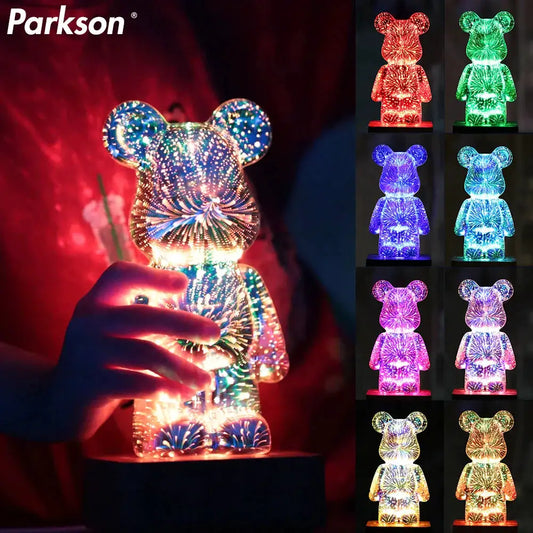 3D Firework Bear LED night light color-changing USB kids lamp with colors Parkson on Tampa Home & Garden Store