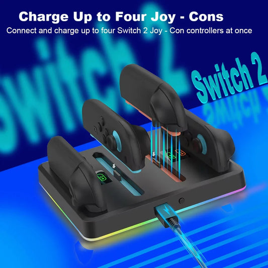 FLIPSTYLEZLLC Switch 2 Joy-Con charging dock with four slots and RGB lighting on Tampa Home & Garden Store