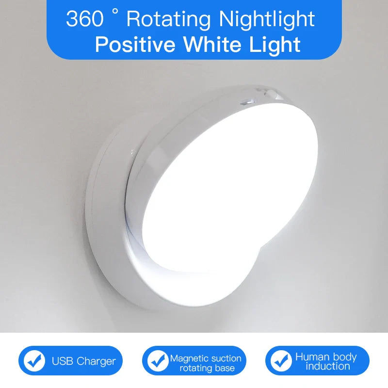 360 Degree Rotating Night Light USB Rechargeable LED with magnetic rotating base Moktan Sabai on Tampa Home & Garden Store