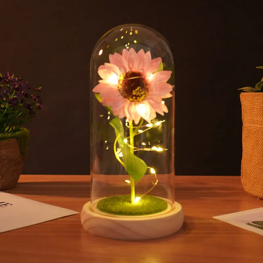 Sunflower LED Dome Lamp Artificial Flower Gift for Mom Grandma Home Decor - Tampa Home & Garden Store