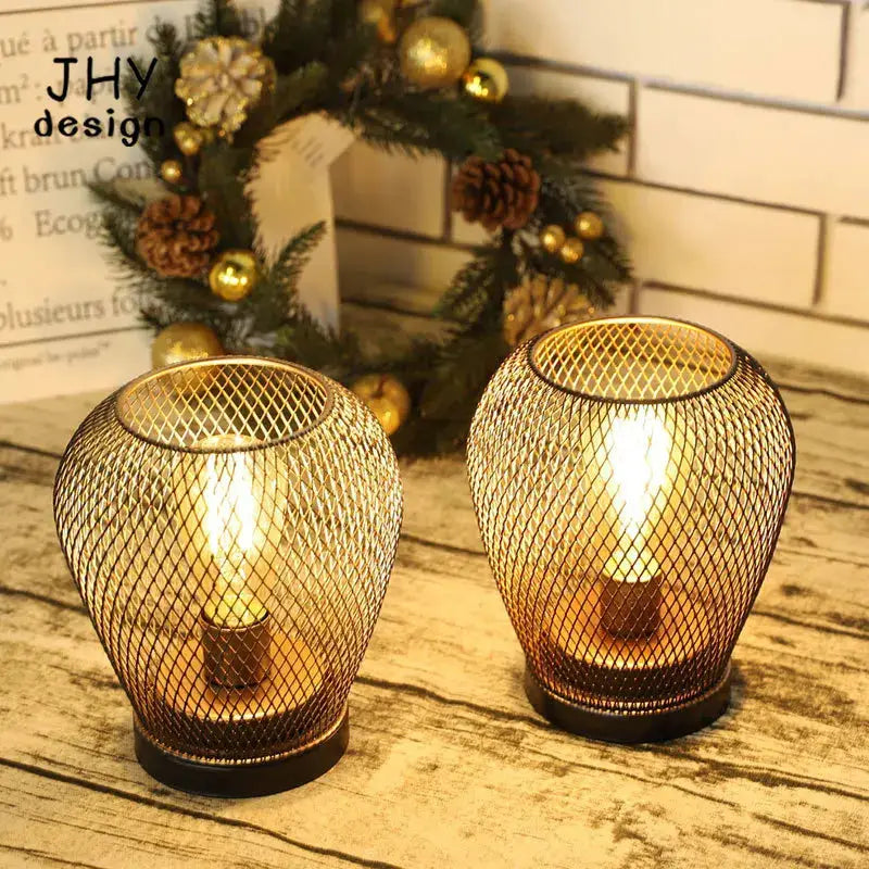 2-pack cordless LED lanterns copper mesh, battery powered, indoor/outdoor table lamps on Tampa Home & Garden Store