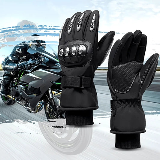 Winter warm waterproof windproof motorcycle gloves BikerZoneZ, black with knuckle armor on Tampa Home & Garden Store