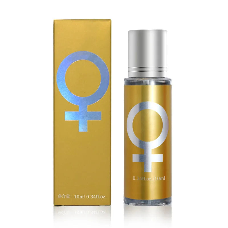 Pheromone Midnight Temptation perfume bottle by Silcy Skin gold with silver Venus symbol, 10 ml on Tampa Home & Garden Store