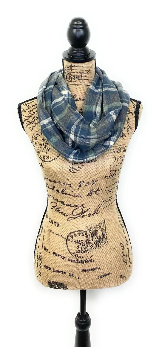 Scarf Thistle & Stitch sage dusty blue heather gray cream plaid flannel on Tampa Home & Garden Store