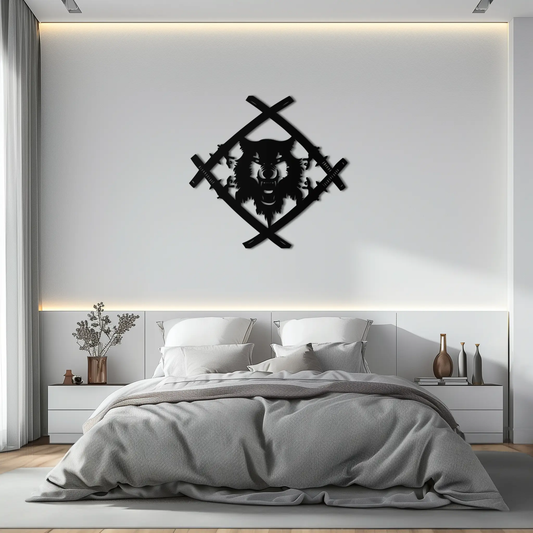Samurai Wolf Metal Wall Art - Unique Warrior-Inspired Steel Decor - KAF087 - Tampa Home & Garden Store