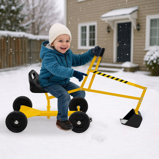 Sand Digger for Kids Sandbox Toy Digger with 2-Handed Controls and Flexible Shovel-Yellow - Tampa Home & Garden Store