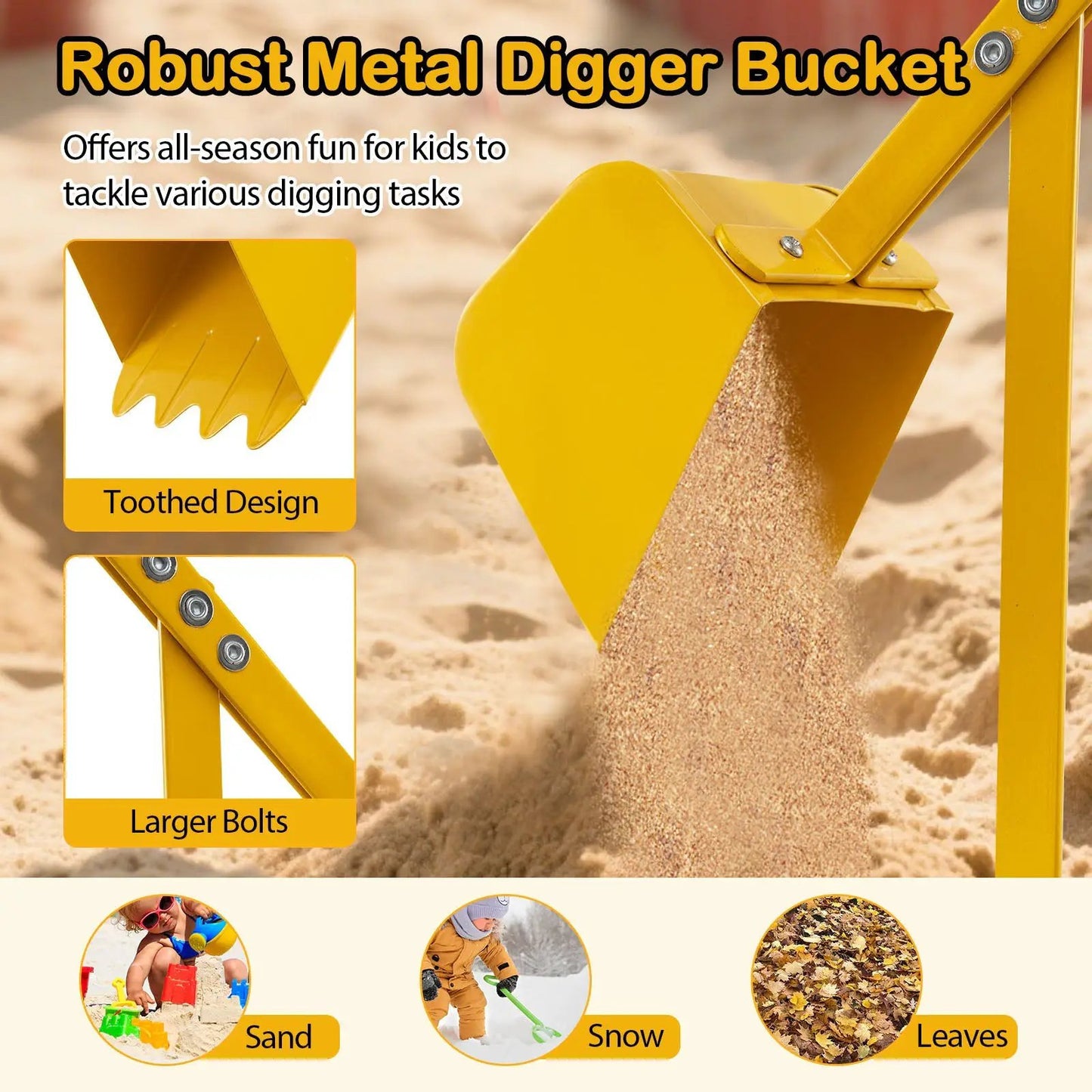 Sand Digger with 2-handed controls, yellow metal bucket DirectDeals construction vehicle on Tampa Home & Garden Store