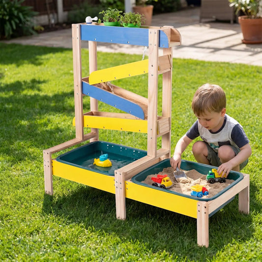 Sand and Water Table for Toddlers with 2 Basins by DirectDeals, wooden water play table on Tampa Home & Garden Store