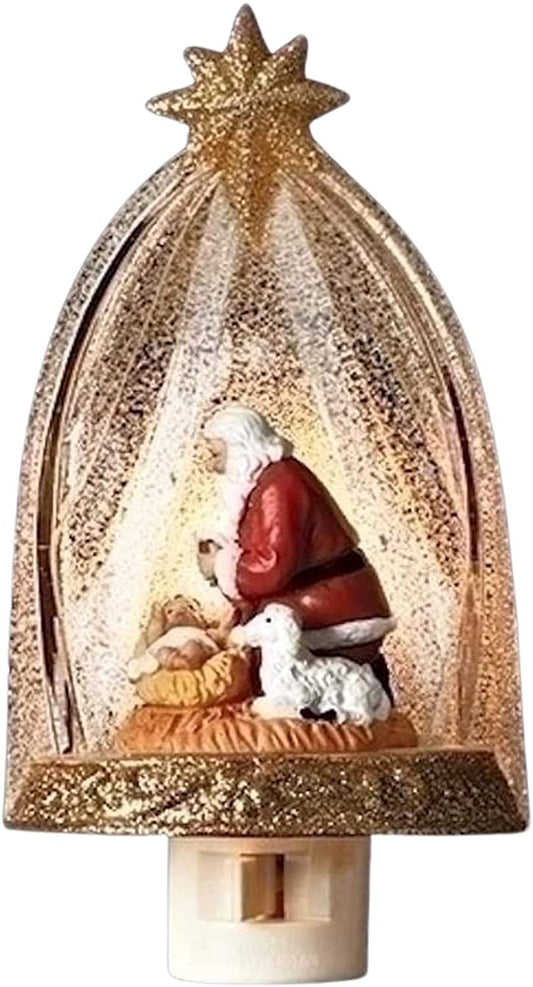 Santa Claus Kneeling Before Baby Jesus - Night Light - Tampa Home & Garden Store