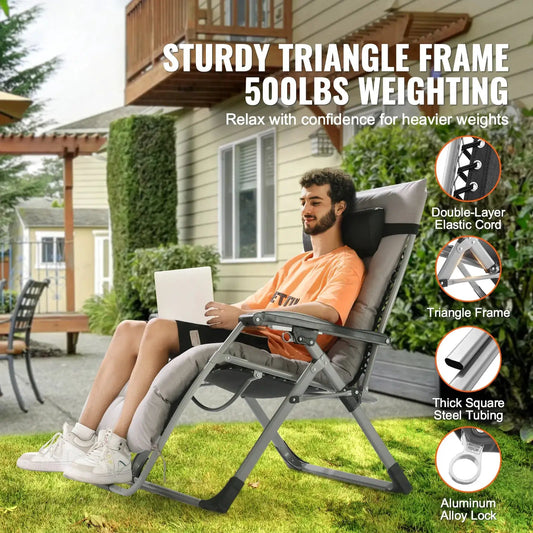 Zero Gravity Recliner Chair Moktan Sabai with Cup Holder, folding aluminum-frame lounge chair on Tampa Home & Garden Store