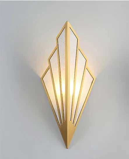 Nordic LED iron wall lamp with custom image, gold finish, diamond panels Moktan Sabai on Tampa Home & Garden Store