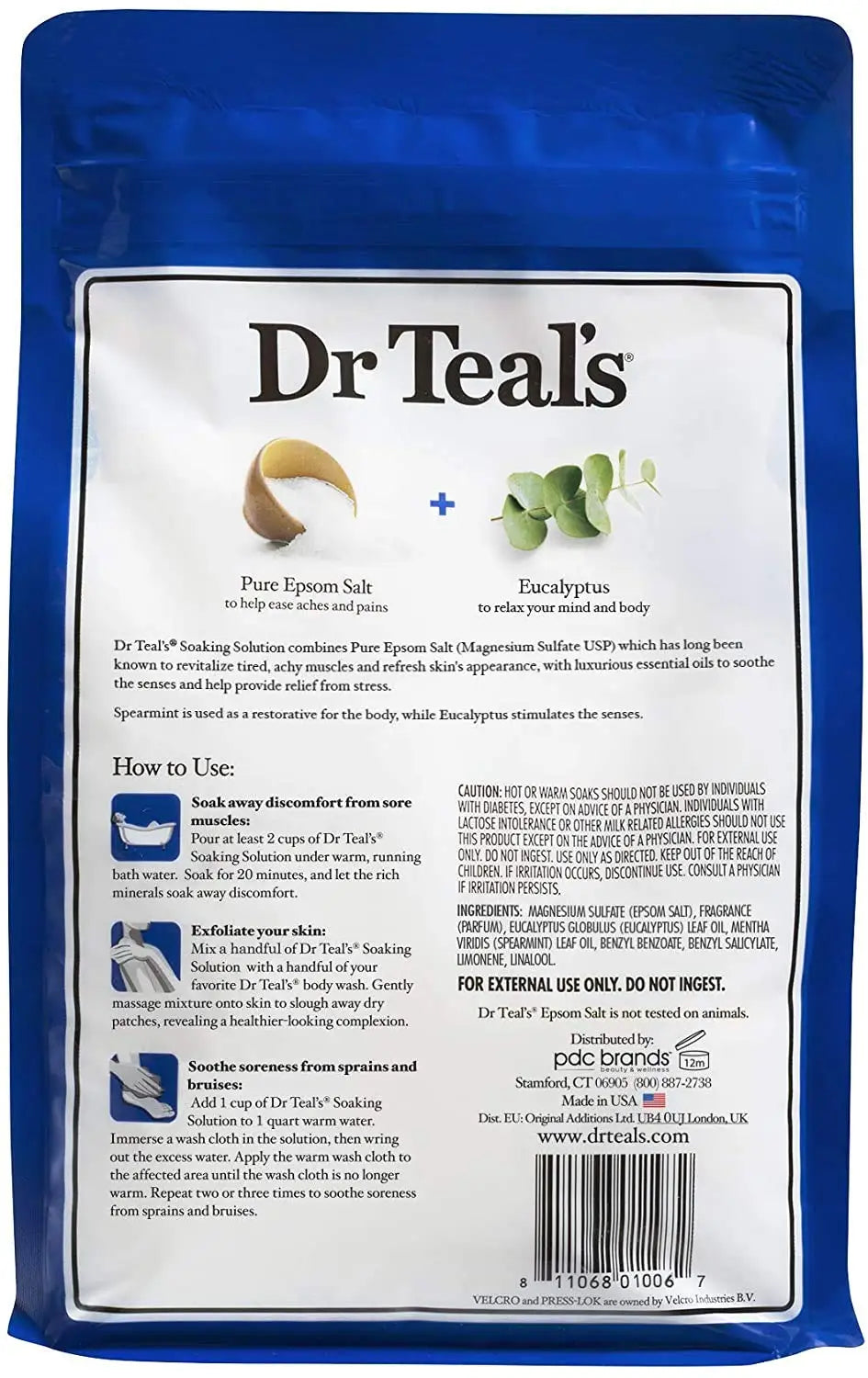 Dr Teal's Epsom Salt Bath Soaking Solution with Eucalyptus & Lavender, blue bag, 2-count bags on Tampa Home & Garden Store