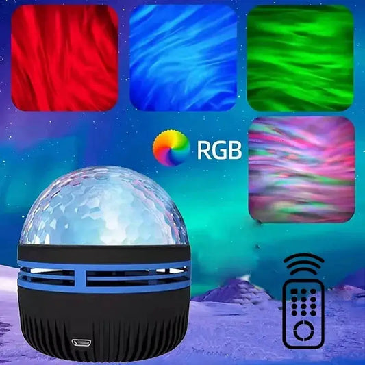 LED Northern Lights Projection Lamp USB Remote color-changing night light with faceted clear dome on Tampa Home & Garden Store