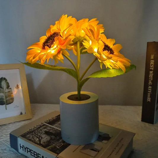 3 LED Sunflower Night Light Rechargeable Table Lamp Bedroom Bedside Decor Lamp - Tampa Home & Garden Store