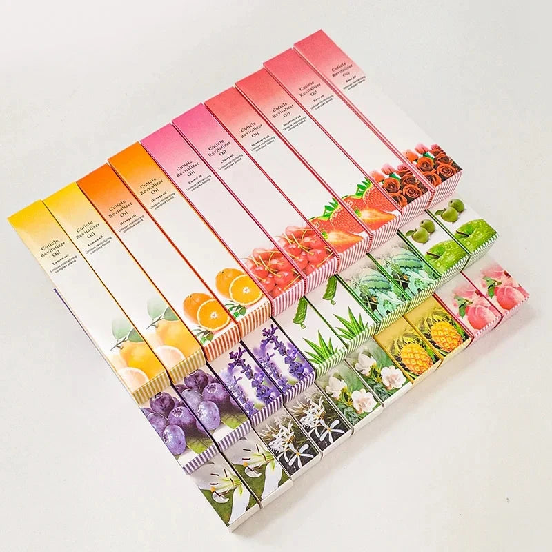 Silcy Skin cuticle oil pen set, 30pcs, colorful fruit-patterned boxes for nail care on Tampa Home & Garden Store
