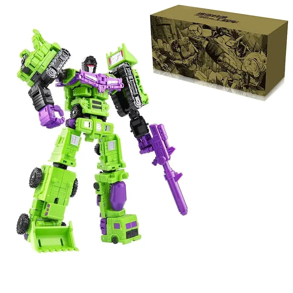 6-in-1 Transforming Robot Action Figure Toy Moktan Sabai lime-green and purple with rifle on Tampa Home & Garden Store