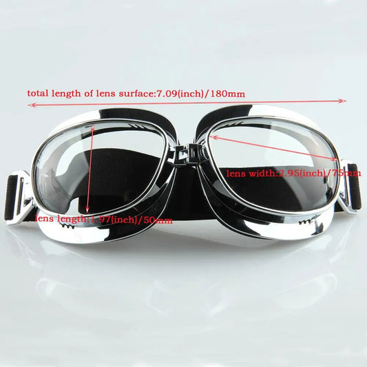 Motorcycle goggles vintage chrome frame UV protection for Harley BikerZoneZ on Tampa Home & Garden Store