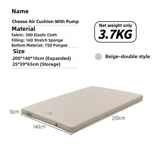 Self-inflating camping mattress beige Moktan Sabai sleeping pad 200x140x10 cm 3.7 kg on Tampa Home & Garden Store