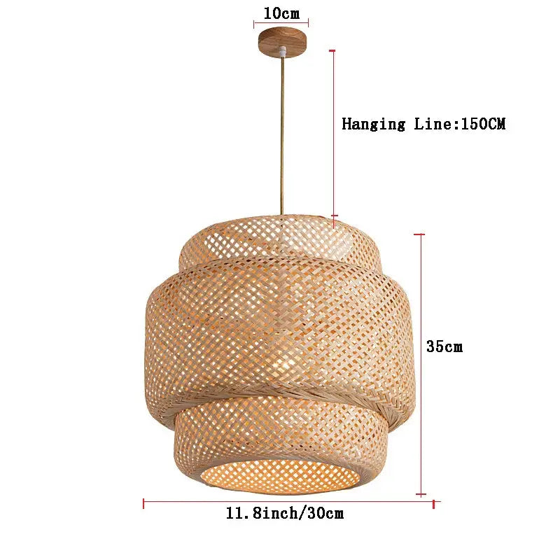 Handwoven Chinese Bamboo Pendant Lamp – Woven Hanging Light for Restaurant & Home - Tampa Home & Garden Store