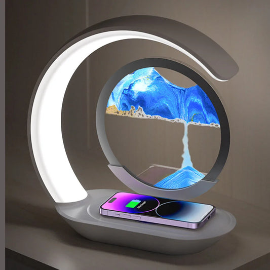Quicksand Table Lamp USB Wireless Charging 3D Hourglass Desk Night Light - Tampa Home & Garden Store