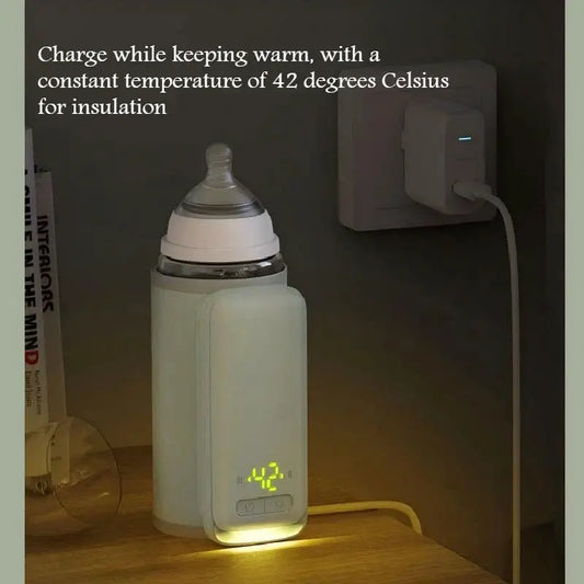 Portable bottle warmer Moktan Sabai mint-green with LCD showing 42°C, USB travel on Tampa Home & Garden Store