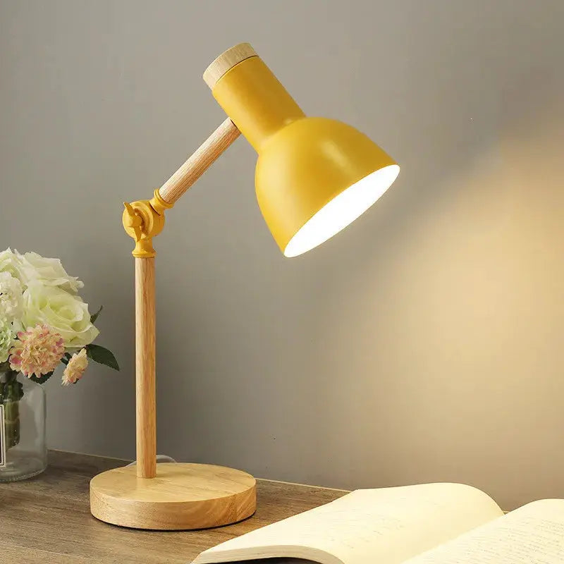 Nordic Wood Table Lamp yellow wooden desk lamp with adjustable arm on Tampa Home & Garden Store