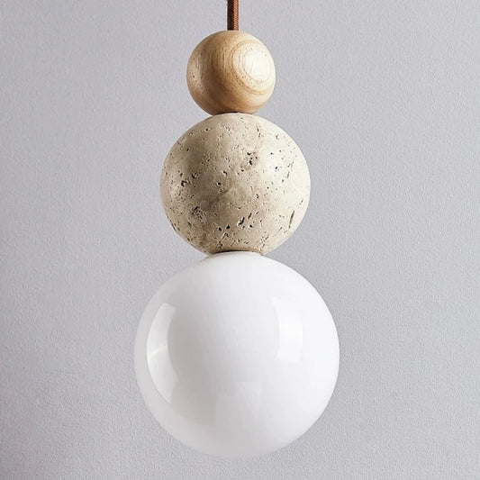 Wabi Sabi LED Pendant Light Stone Wood Modern Chandelier for Living Room - Tampa Home & Garden Store