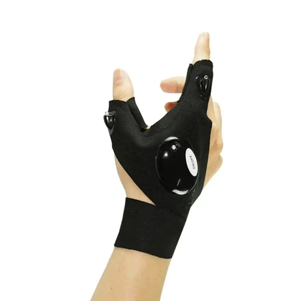 LED running gloves with built-in light, black fingerless Moktan Sabai gloves with LED dial on Tampa Home & Garden Store