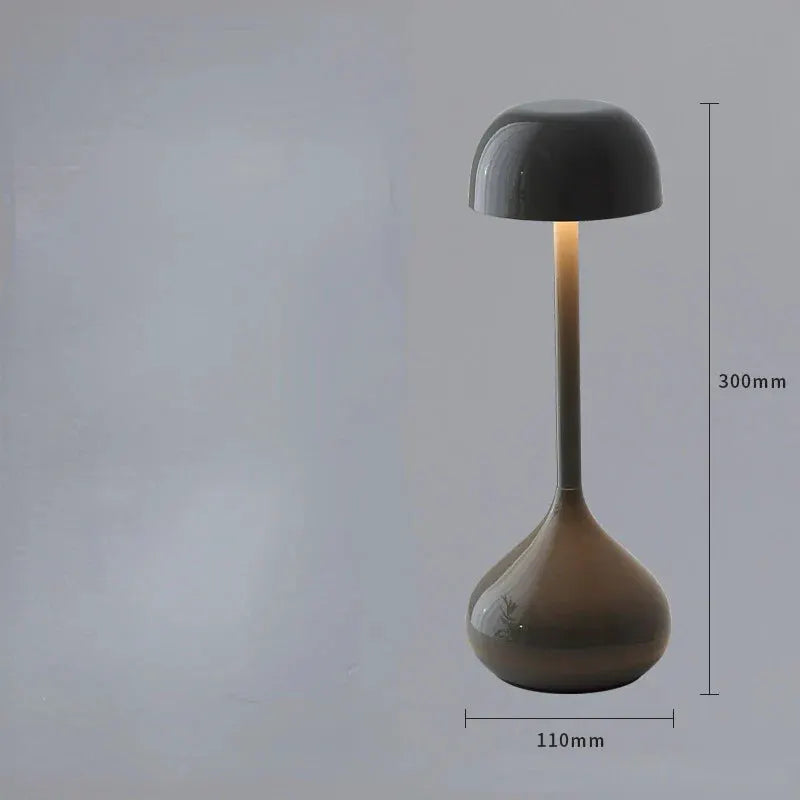 Touch Dimmable Mushroom Table Lamp by Moktan Sabai with glass base and gray shade on Tampa Home & Garden Store
