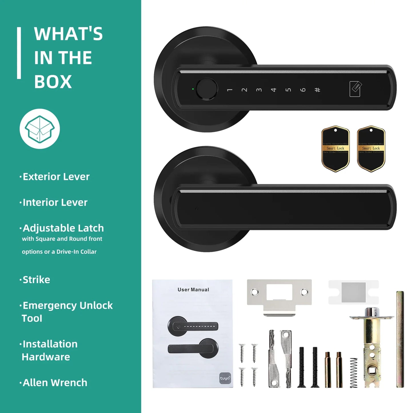 Moktan Sabai Fingerprint Smart Door Lock with App Control, black touchscreen keypad on Tampa Home & Garden Store