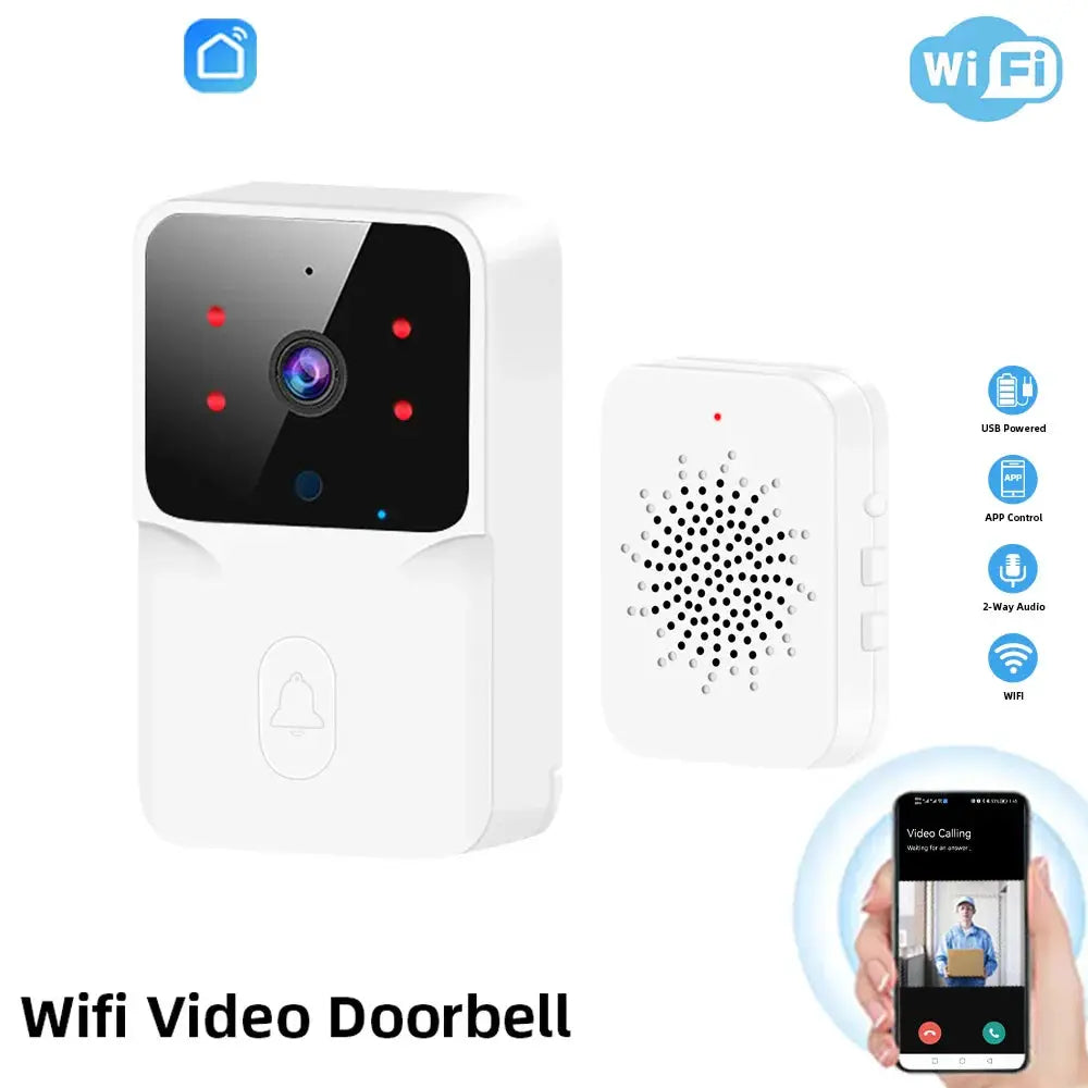 Wireless Smart Video Doorbell Moktan Sabai with night vision and WiFi white unit on Tampa Home & Garden Store