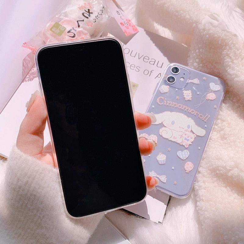 Stevvex cartoon iPhone case lavender Cinnamoroll design for iPhone 11–14 Pro Max; two iPhones on Tampa Home & Garden Store