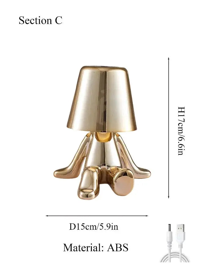 Nordic Golden Man Table Lamp USB Bedside Light in gold ABS base by Moktan Sabai on Tampa Home & Garden Store
