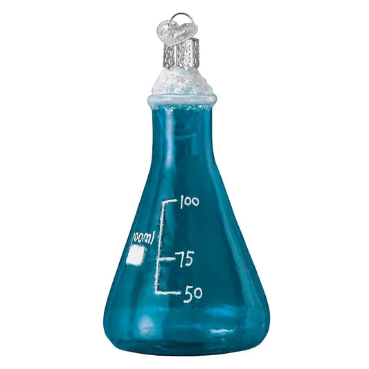 Turquoise glass science beaker ornament with glitter cap by The Country Christmas Loft on Tampa Home & Garden Store