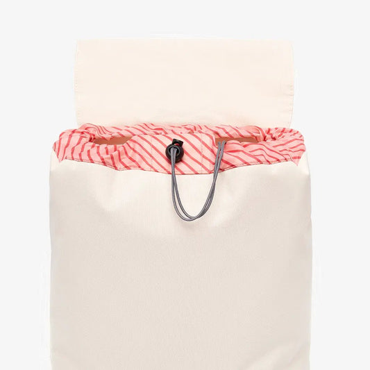 Kaut Backpack Ecru 19L by Lefrik USA with pink striped drawstring top on Tampa Home & Garden Store
