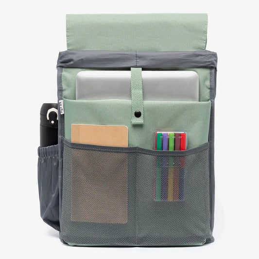 Kaut Backpack Sage 19L with sage fabric, gray trim, laptop sleeve, and front mesh pockets on Tampa Home & Garden Store