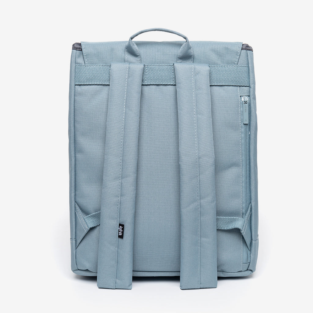 Backpack Lefrik USA Kaut Stone Blue back view with padded shoulder straps and top handle on Tampa Home & Garden Store