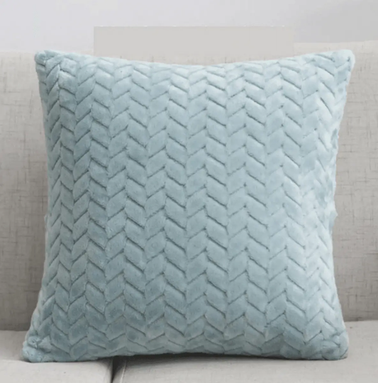 Gia Roma plush velour pillow case 16.5in square in light blue with chunky knit texture on Tampa Home & Garden Store