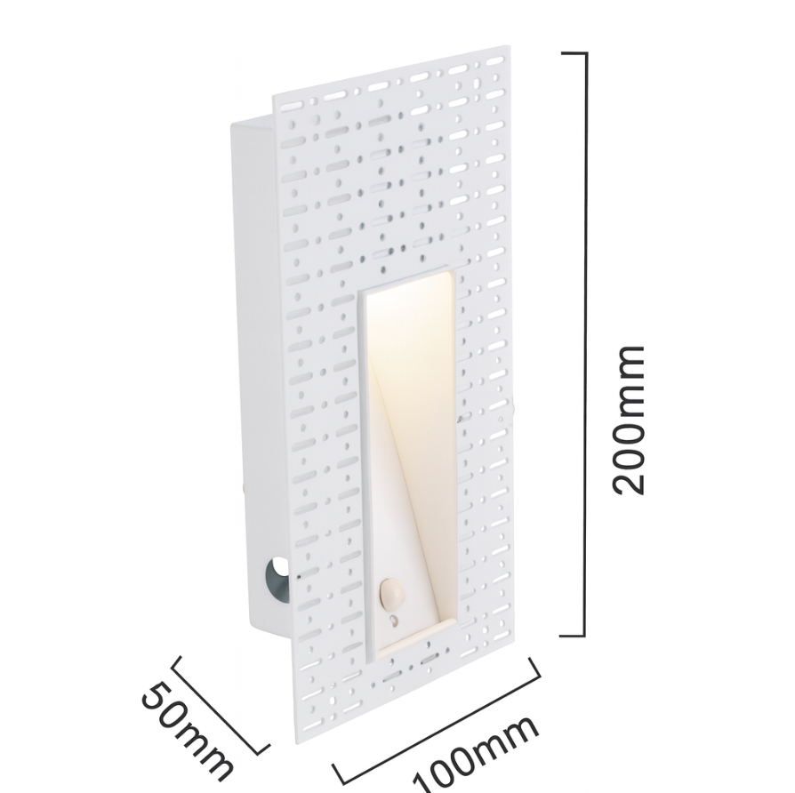 Nordic Frameless Stair LED Wall Light white perforated panel with inset LED 200x100mm on Tampa Home & Garden Store
