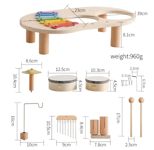 Montessori Baby Music Table Xylophone Toy wooden set with colorful bars Moktan Sabai on Tampa Home & Garden Store