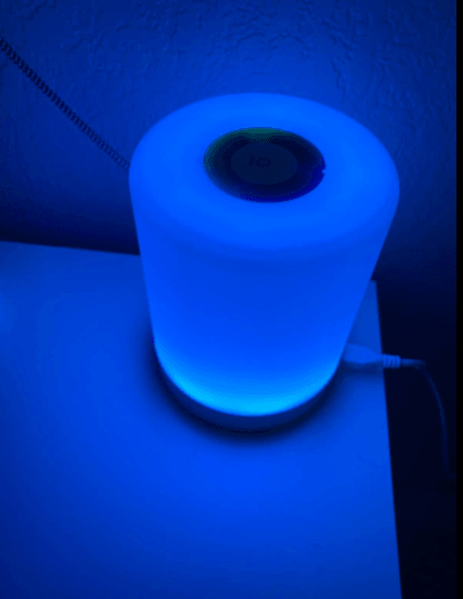 Stevvex touch dimmable table lamp bedside night light with blue LED glow on nightstand on Tampa Home & Garden Store