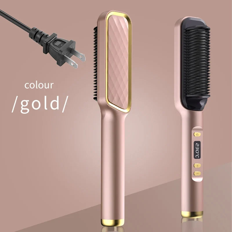 Electric hot comb brush Silcy Skin rose gold negative ion tech on Tampa Home & Garden Store