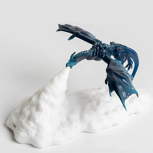 3D-printed dragon LED night light on white cloud base, blue dragon rechargeable USB on Tampa Home & Garden Store