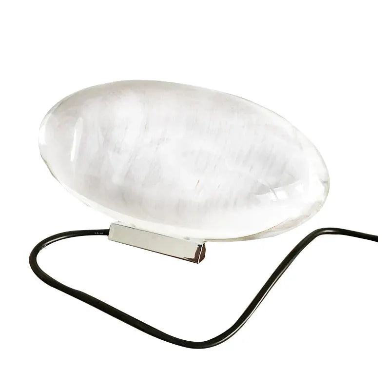 Italian Designer Crystal Egg LED Table Lamp Moktan Sabai crystal glass egg on metal stand on Tampa Home & Garden Store
