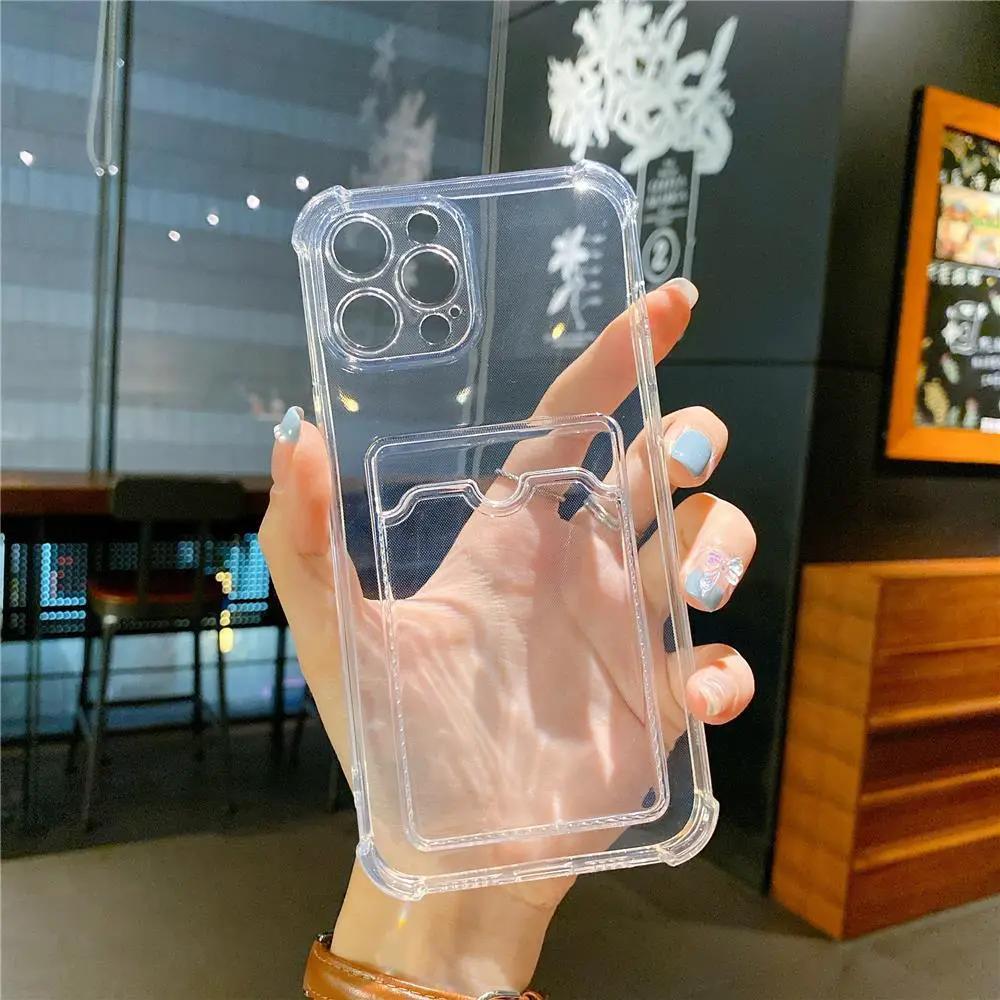 Transparent Card Slot Case For Iphone With Holder