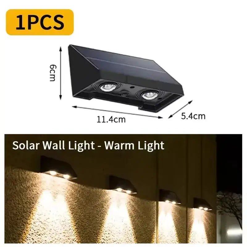 Solar Wall Light Moktan Sabai waterproof wall lamp with dual LEDs and solar panel black housing on Tampa Home & Garden Store